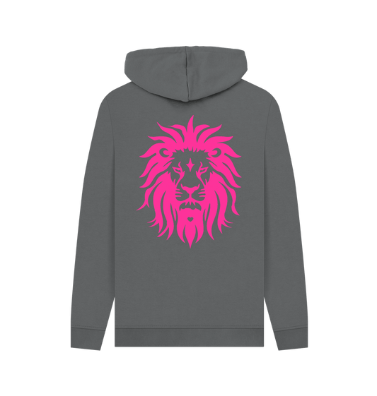 Clean Hearted Savages Organic Women's Dark Grey Hoodie with Pink Lion**
