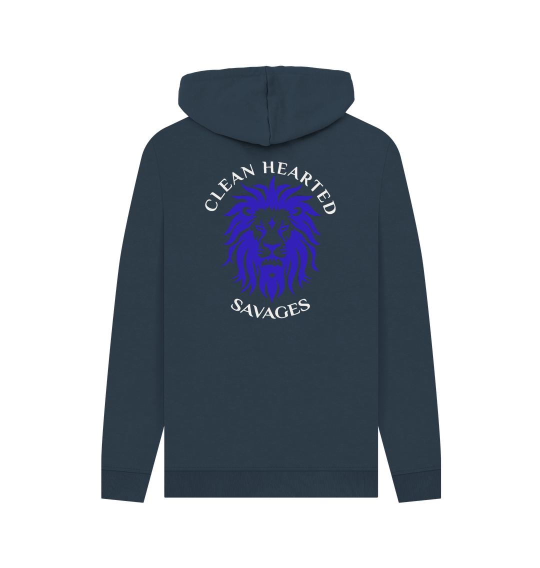Clean Hearted Savages Organic Hoodie Indigo Lion