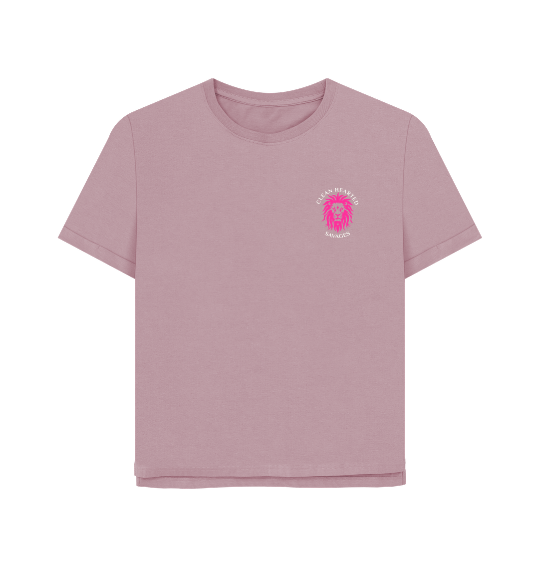 Mauve Women's Organic Tee test oversized Pink Lion  from Clean Hearted Savages**