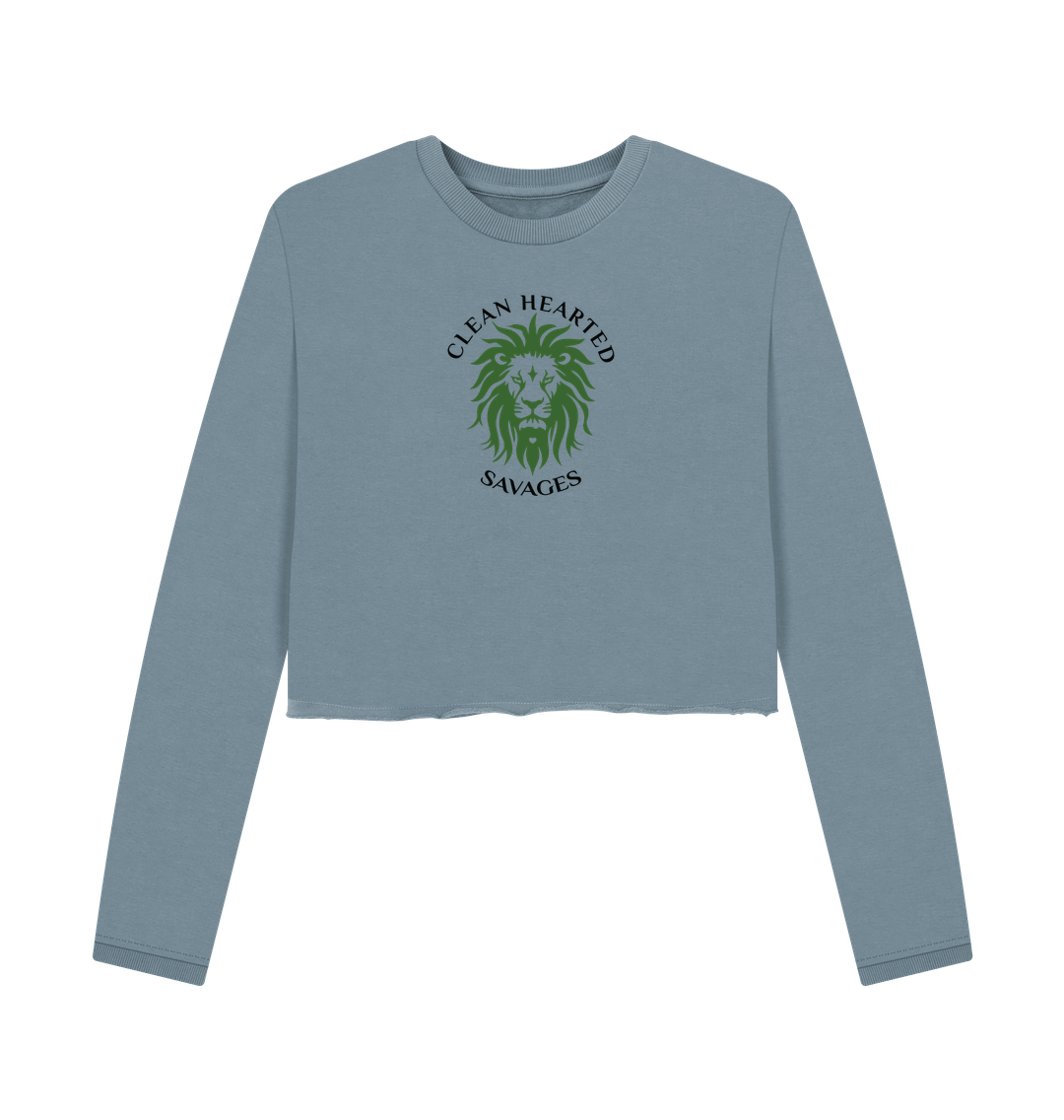 Stone Blue Women's Boxy Sweatshirt with Central Lion Logo