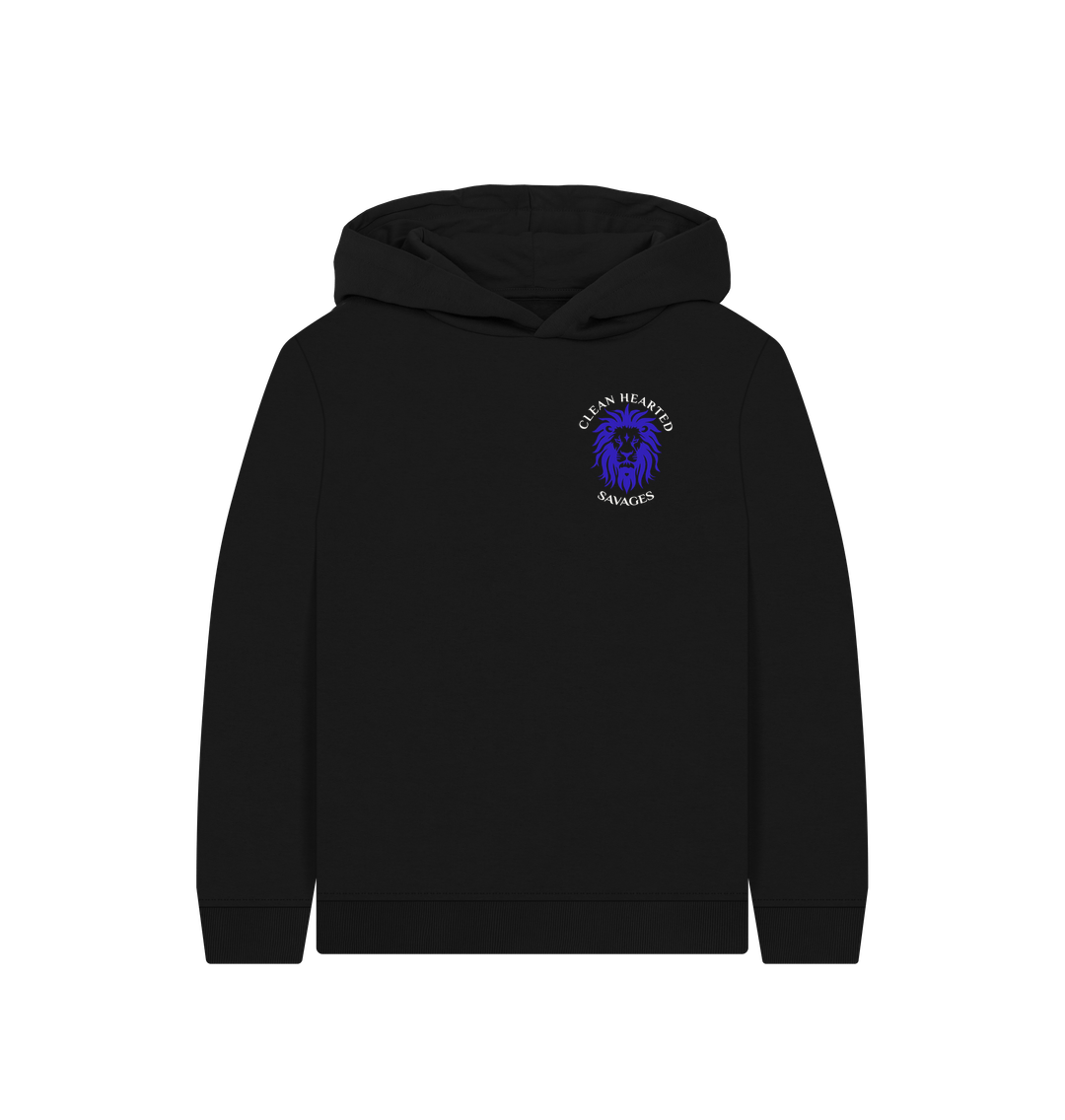 Black Clean Hearted Savages Organic Kids Blue Lion Hoodie