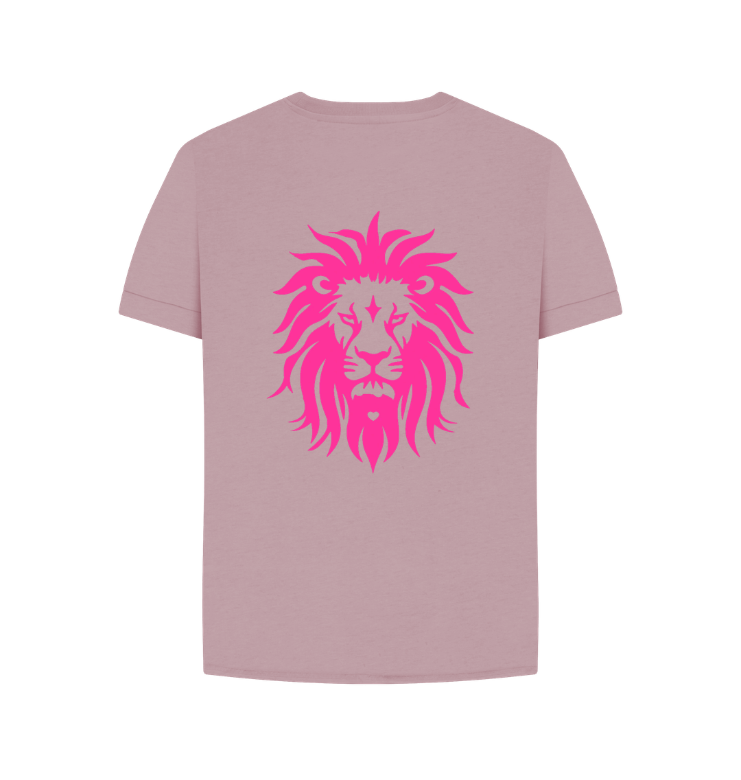 Women's Organic Tee test oversized Pink Lion  from Clean Hearted Savages**