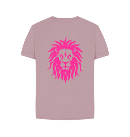 Women's Organic Tee test oversized Pink Lion  from Clean Hearted Savages**