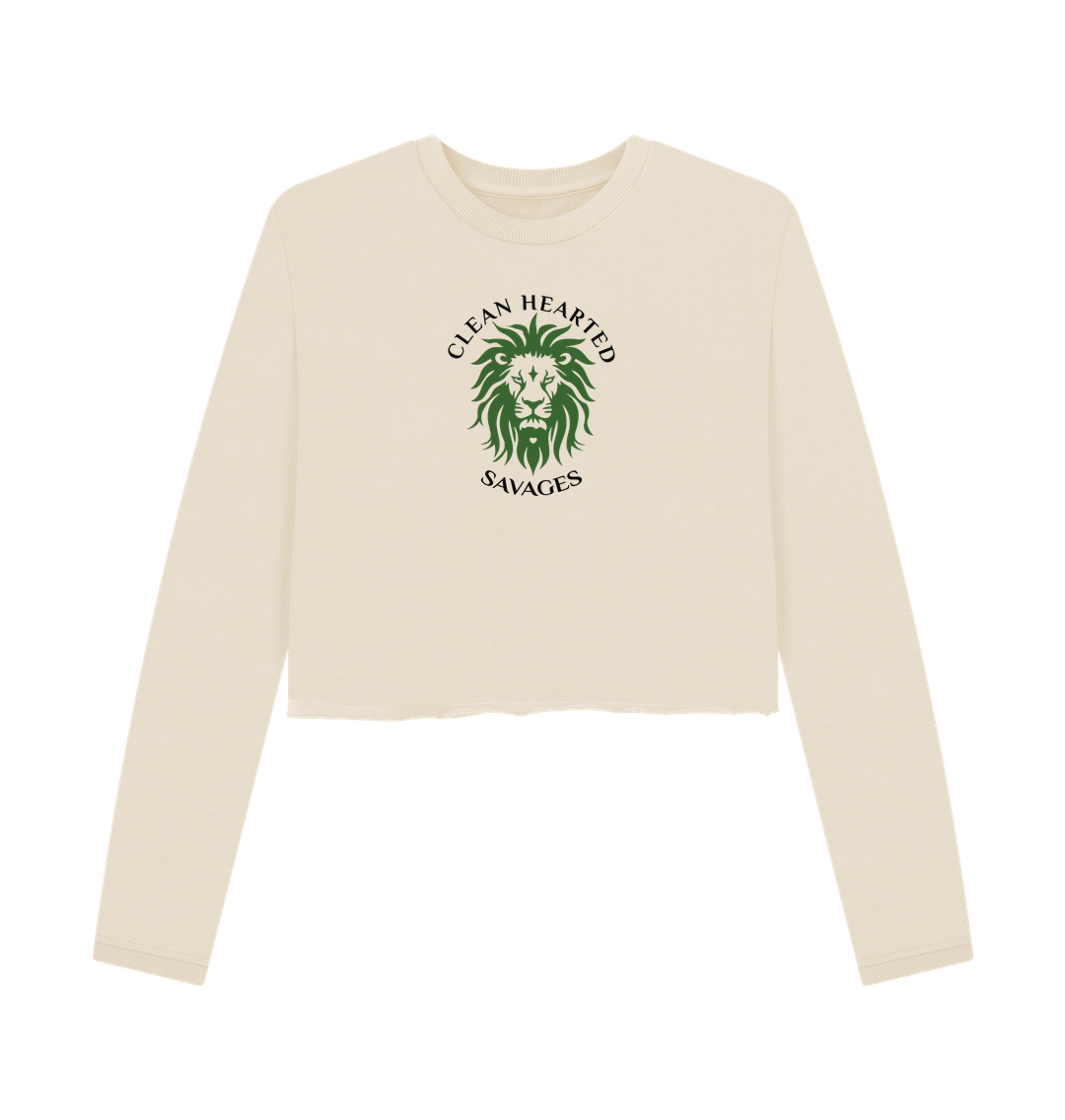 Oat Women's Boxy Sweatshirt with Central Lion Logo