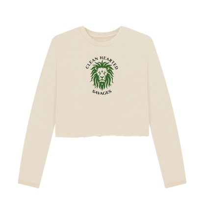 Oat Women's Boxy Sweatshirt with Central Lion Logo