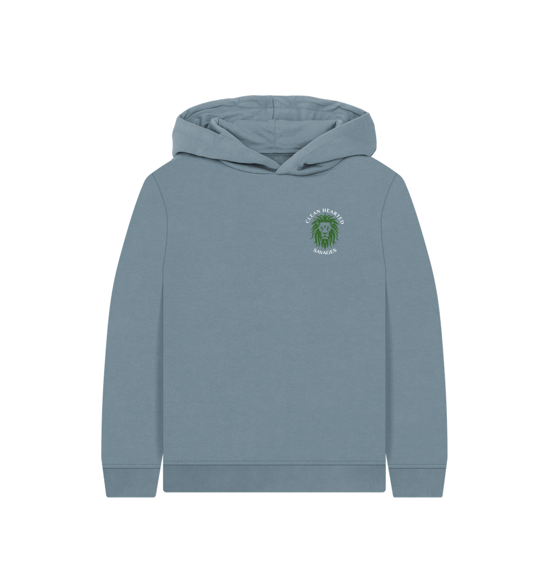 Stone Blue Junior Savage Eco Hoodie Lion Back Print